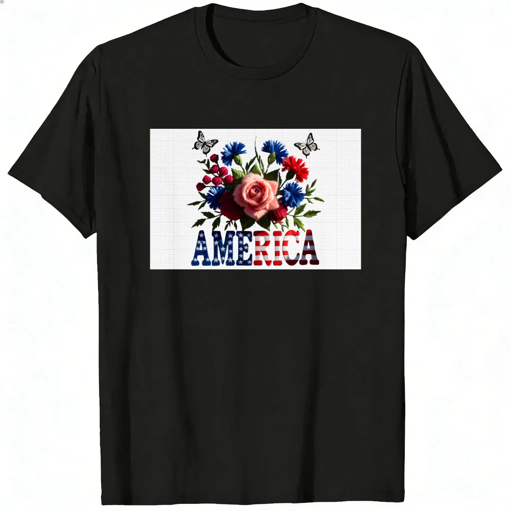 Patriotic Floral Design Classic T-Shirt America