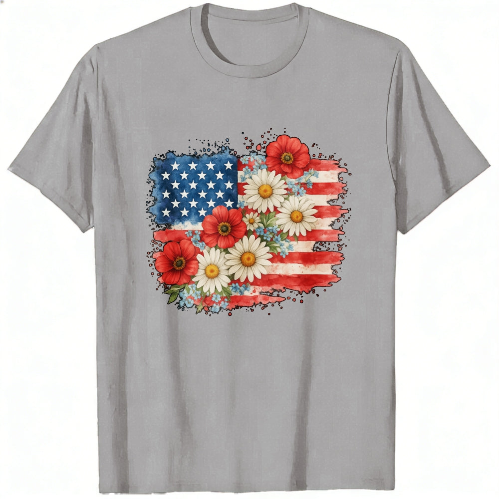 American Flag Floral Design Classic T-Shirt