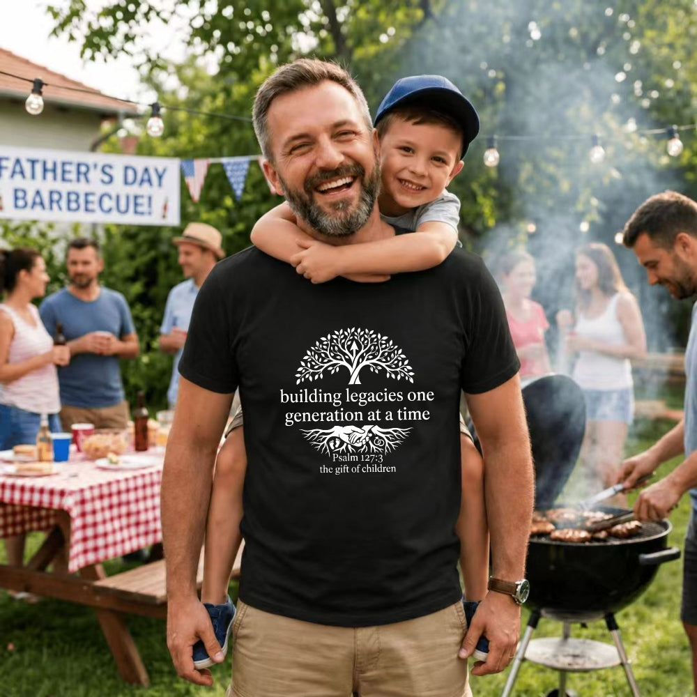 Black Classic T-Shirt Building Legacies One Generation At A Time Tree And Roots Design With Psalm 1273 The Gift Of Children