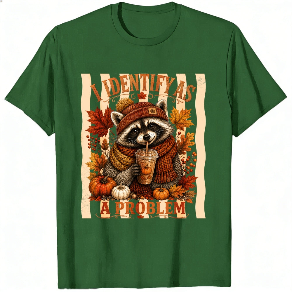 Funny Raccoon I Identify As A Problem Fall Autumn Classic T-Shirt