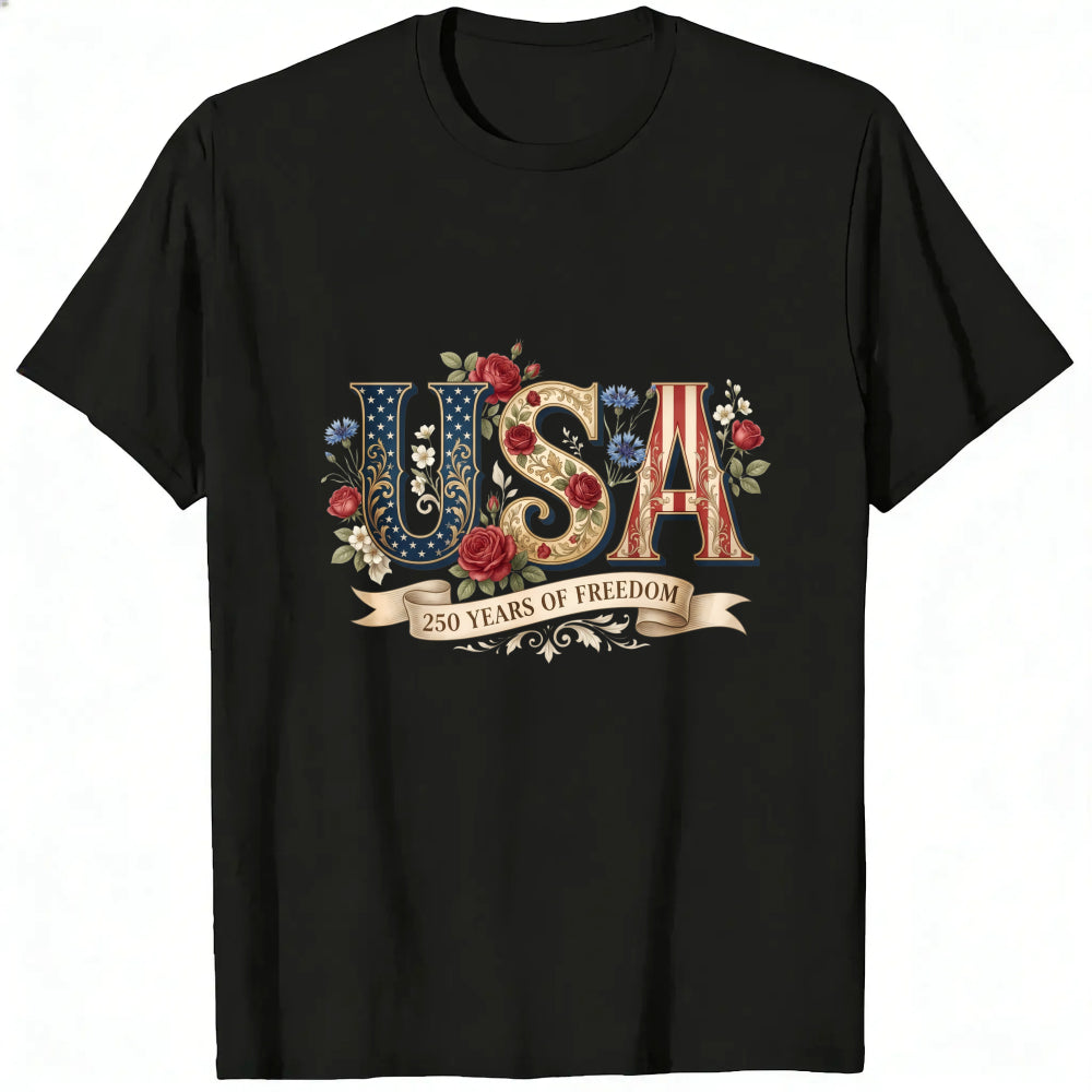 Patriotic Floral Usa 250 Years Of Freedom Classic T-Shirt
