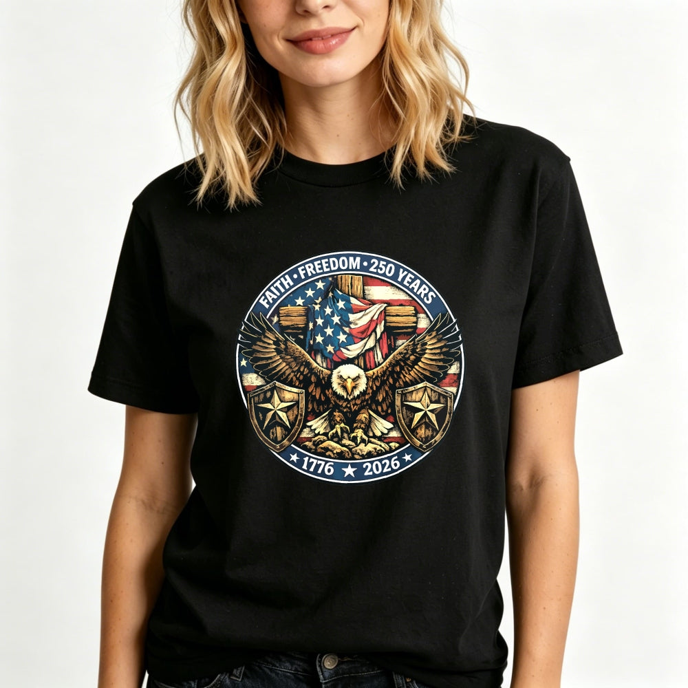 Patriotic Eagle American Flag Classic T-Shirt Faith Freedom 250 Years 1776 2026