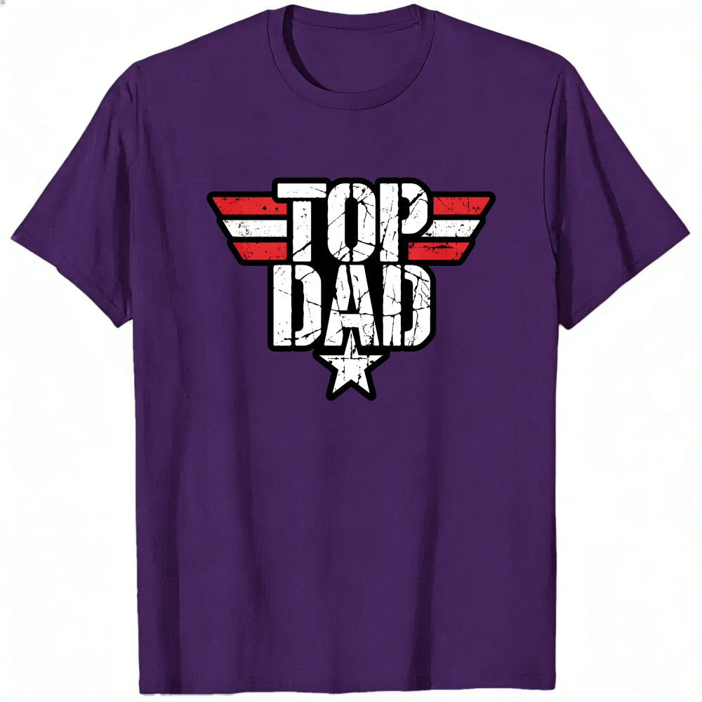 Retro Style Classic T-Shirt Top Dad With Wings And Star Design