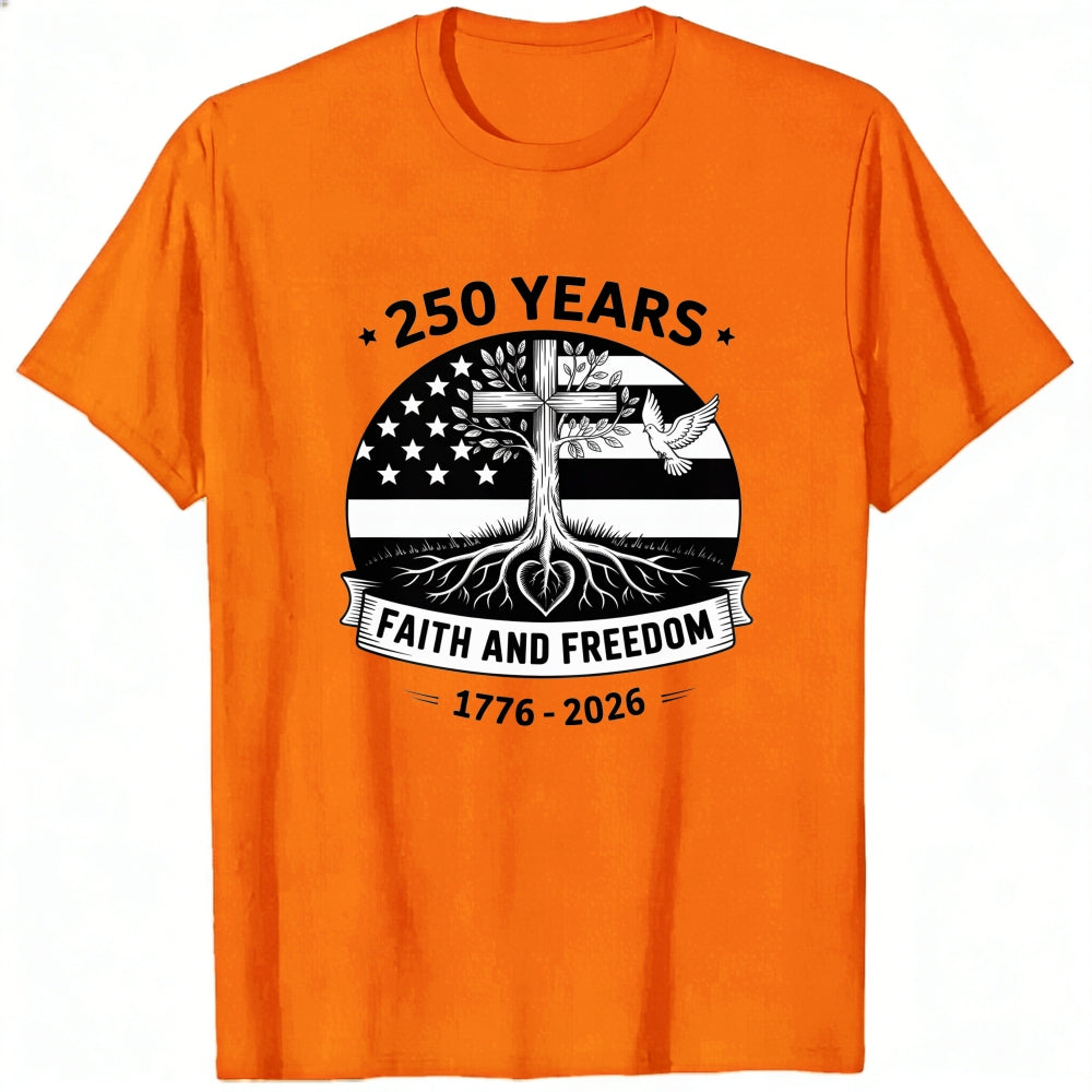 American Flag Cross Tree Faith And Freedom 250 Years Classic T-Shirt