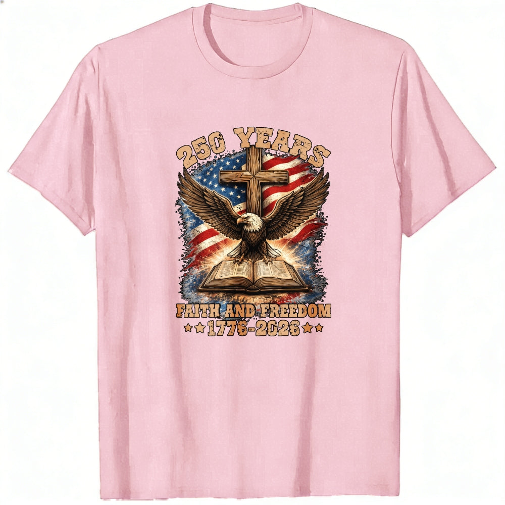Patriotic Eagle Cross And Bible Classic T-Shirt Faith And Freedom 1776 2026