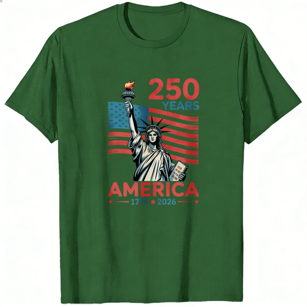 Patriotic Design Classic T-Shirt America 250 Years 1776 2026 Statue Of Liberty Flag