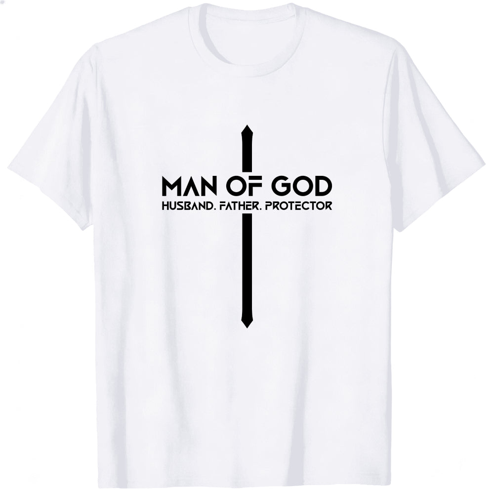 Religious Design Classic T-Shirt Man Of God Husband Father Protector Cross Symbol