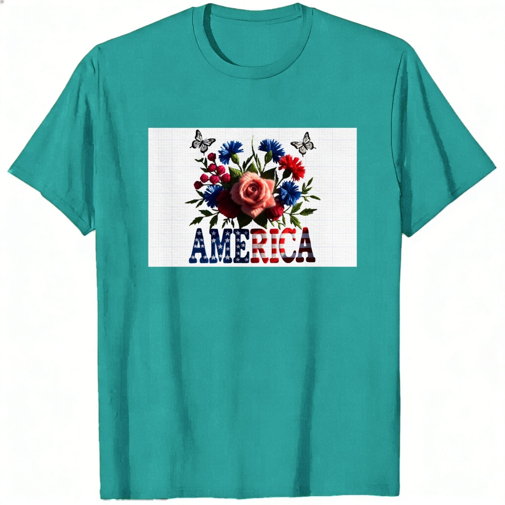 Patriotic Floral Design Classic T-Shirt America