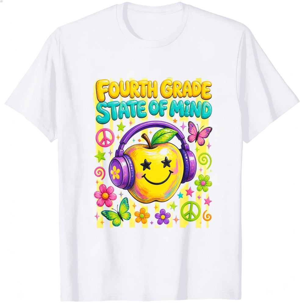 Retro Groovy Fourth Grade State Of Mind Apple Classic T-Shirt