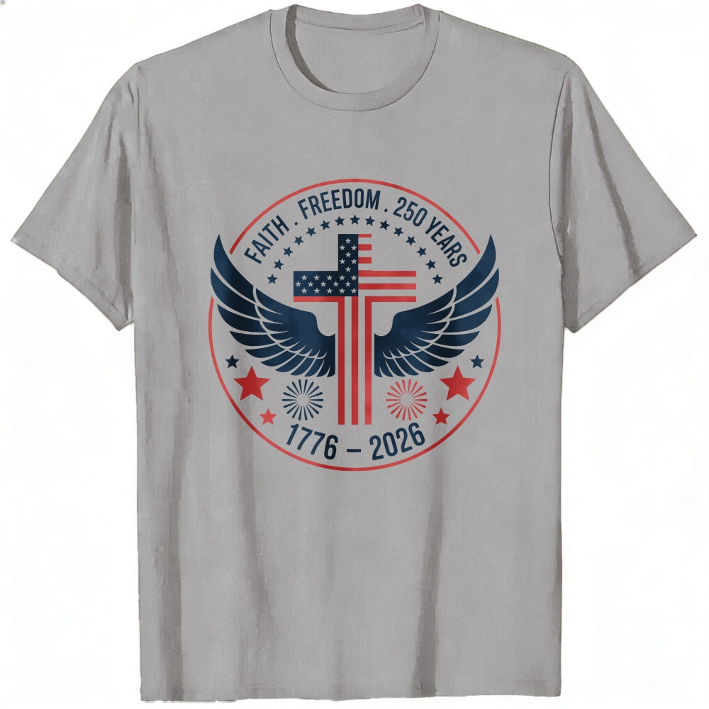 Patriotic American Flag Cross Wings Classic T-Shirt Faith Freedom 250 Years 1776 2026
