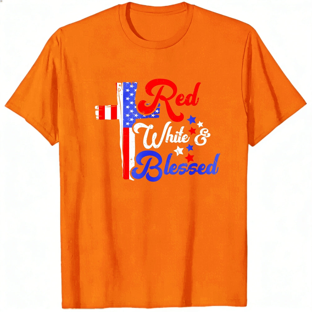 Patriotic American Flag Red White And Blessed Classic T-Shirt