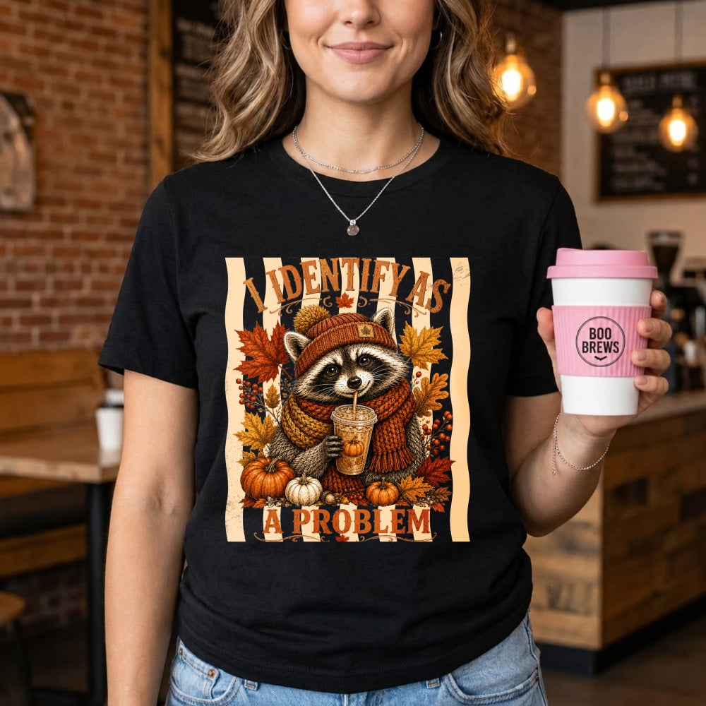 Funny Raccoon I Identify As A Problem Fall Autumn Classic T-Shirt