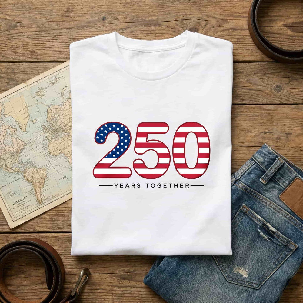 Patriotic American Flag Design Classic T-Shirt 250 Years Together