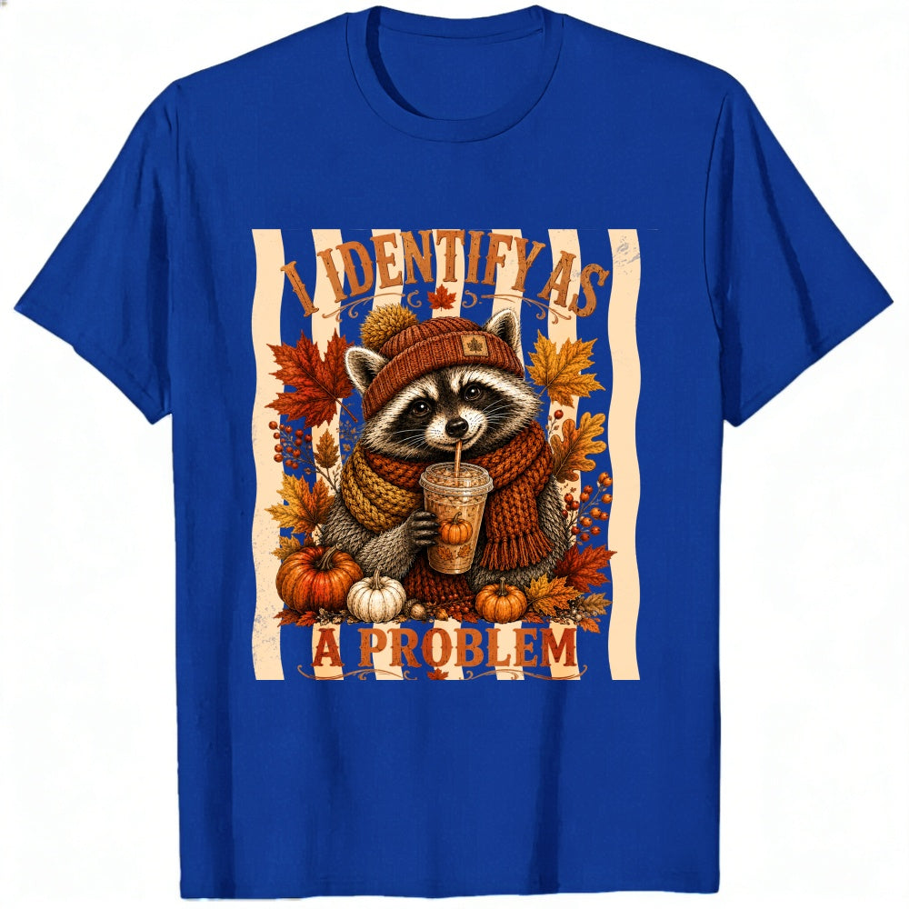 Funny Raccoon I Identify As A Problem Fall Autumn Classic T-Shirt