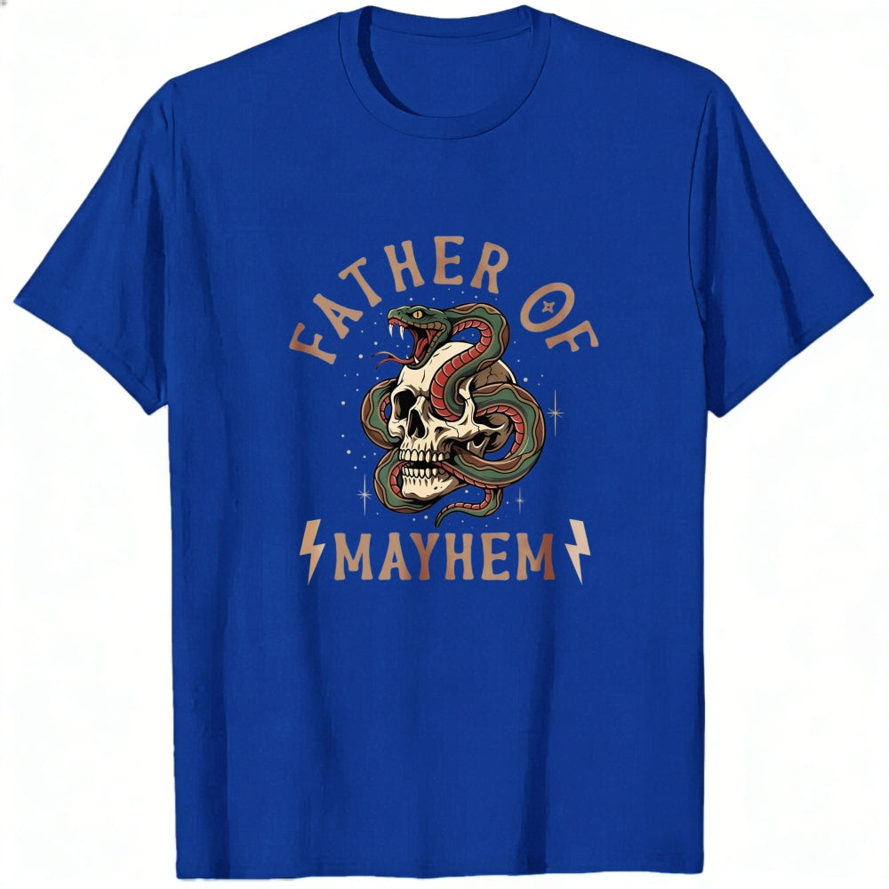 Graphic Design Classic T-Shirt Father Of Mayhem Snake And Skull