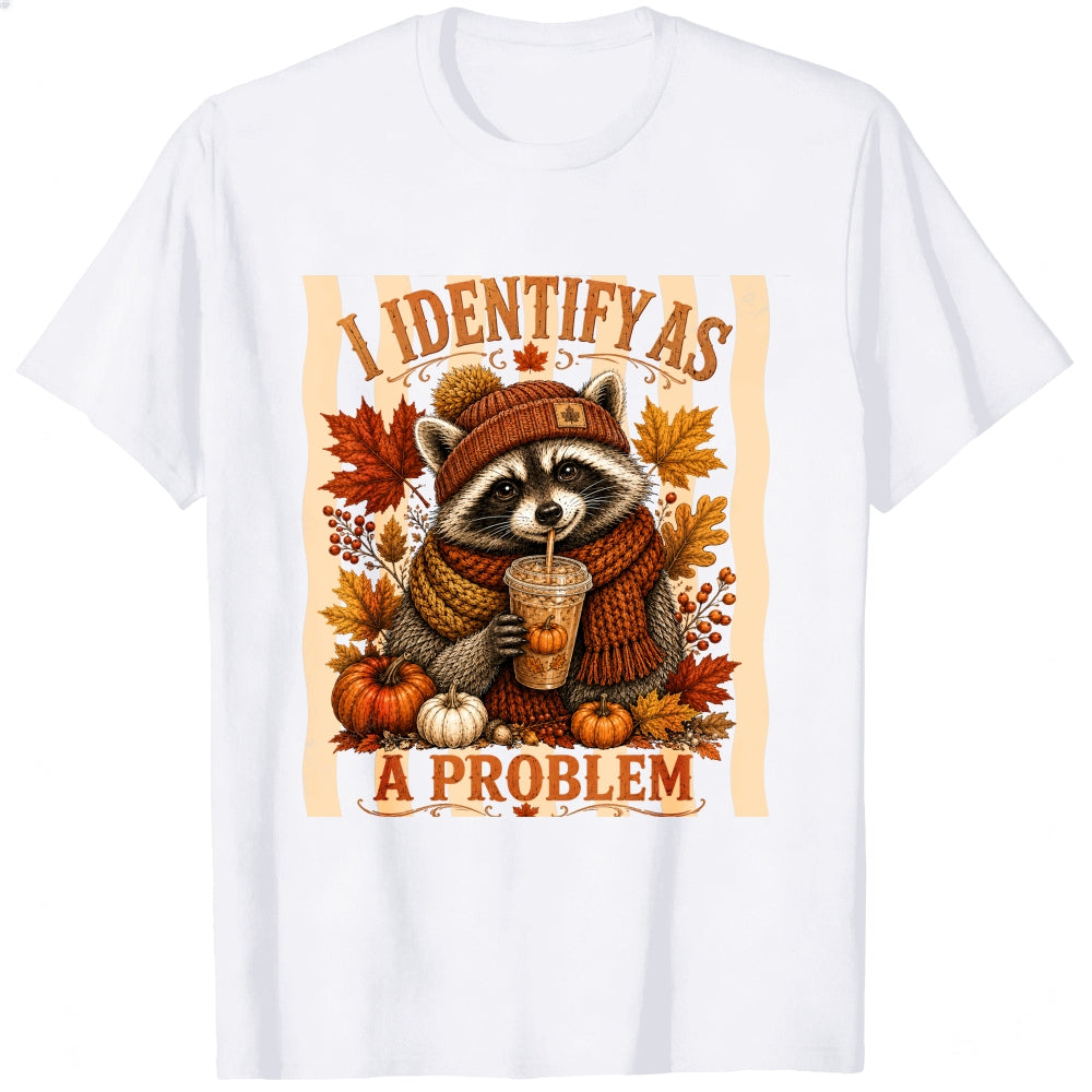 Funny Raccoon I Identify As A Problem Fall Autumn Classic T-Shirt
