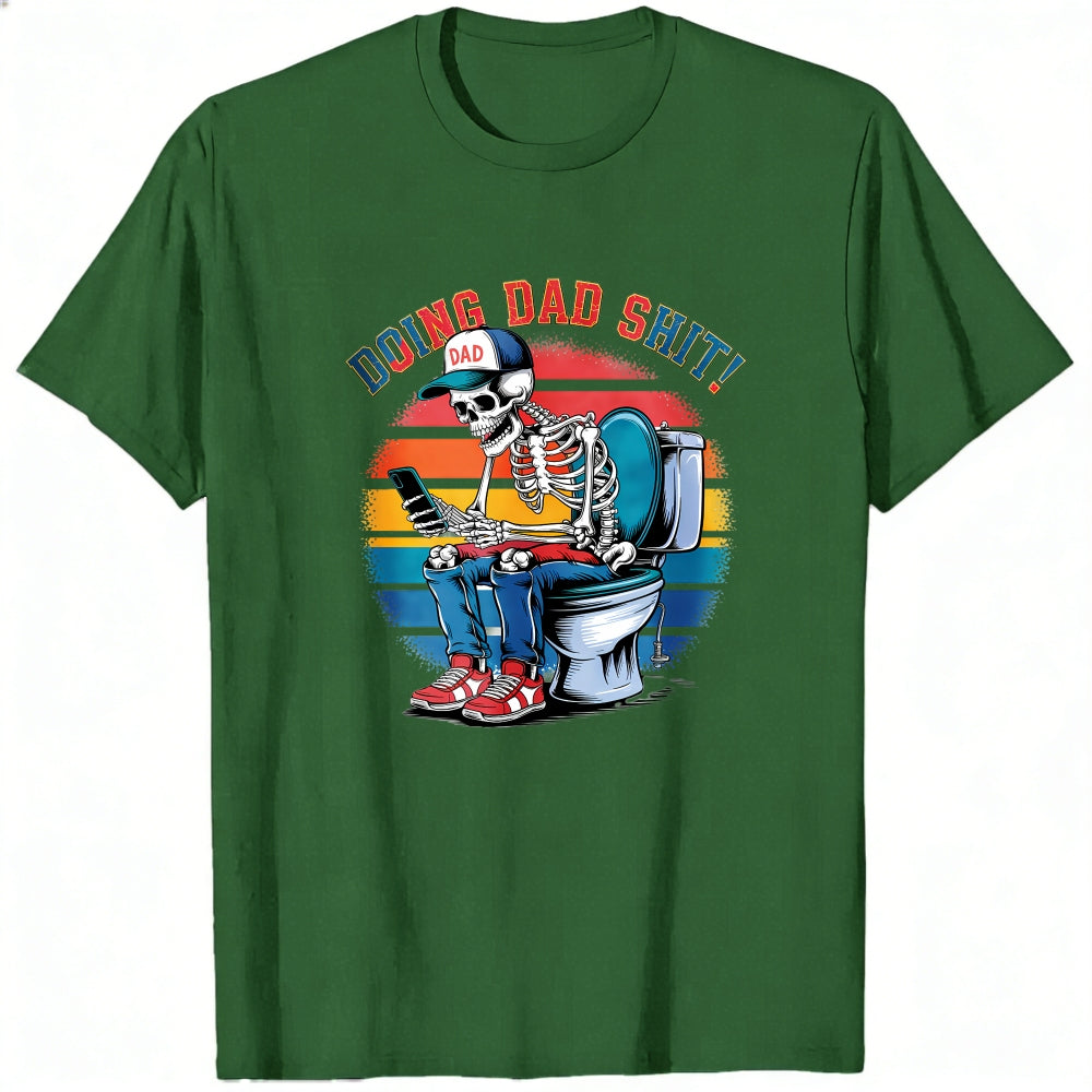Funny Skeleton Dad On Toilet Classic T-Shirt Doing Dad Shit