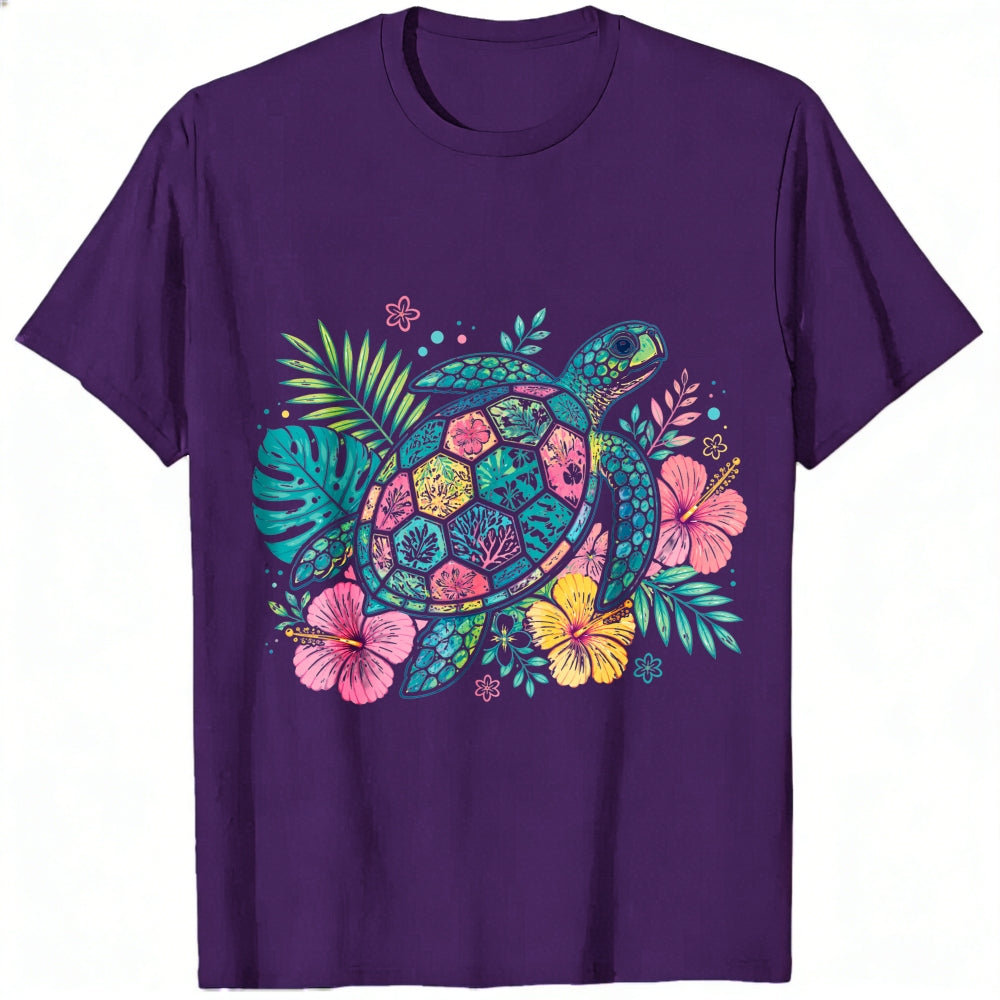Tropical Floral Sea Turtle Classic T-Shirt