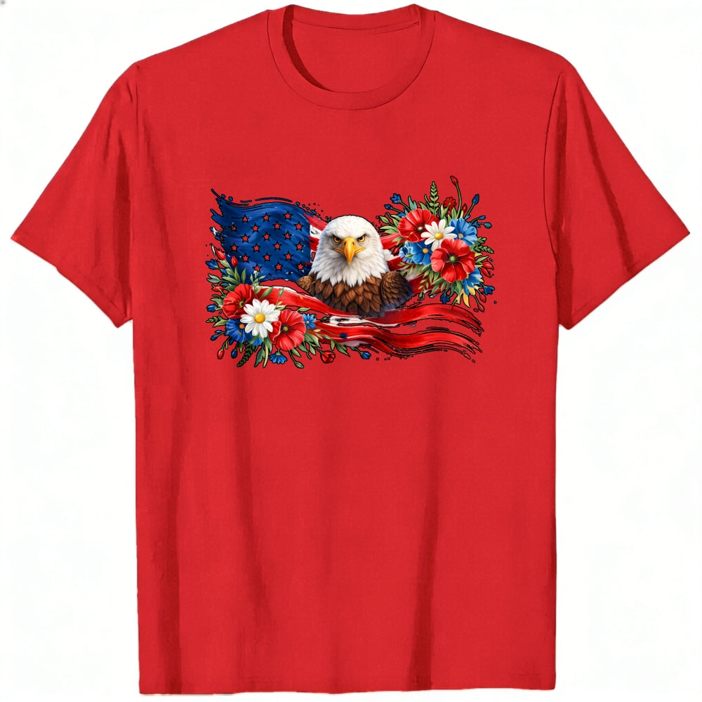 Patriotic Eagle And Flowers Classic T-Shirt
