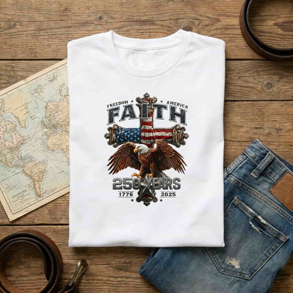 Patriotic Eagle And American Flag Classic T-Shirt Faith Freedom America 250 Years 1776 2025