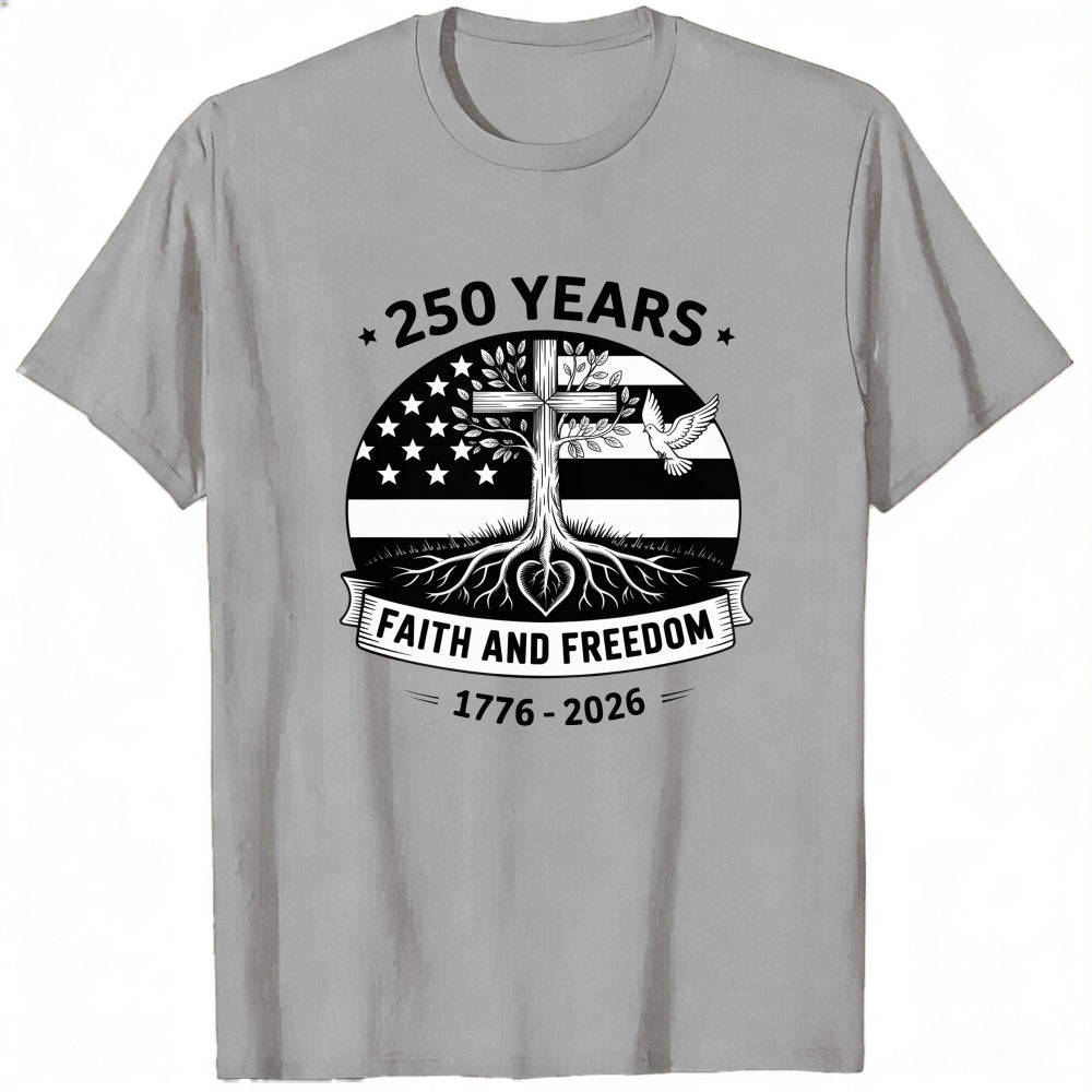 American Flag Cross Tree Faith And Freedom 250 Years Classic T-Shirt