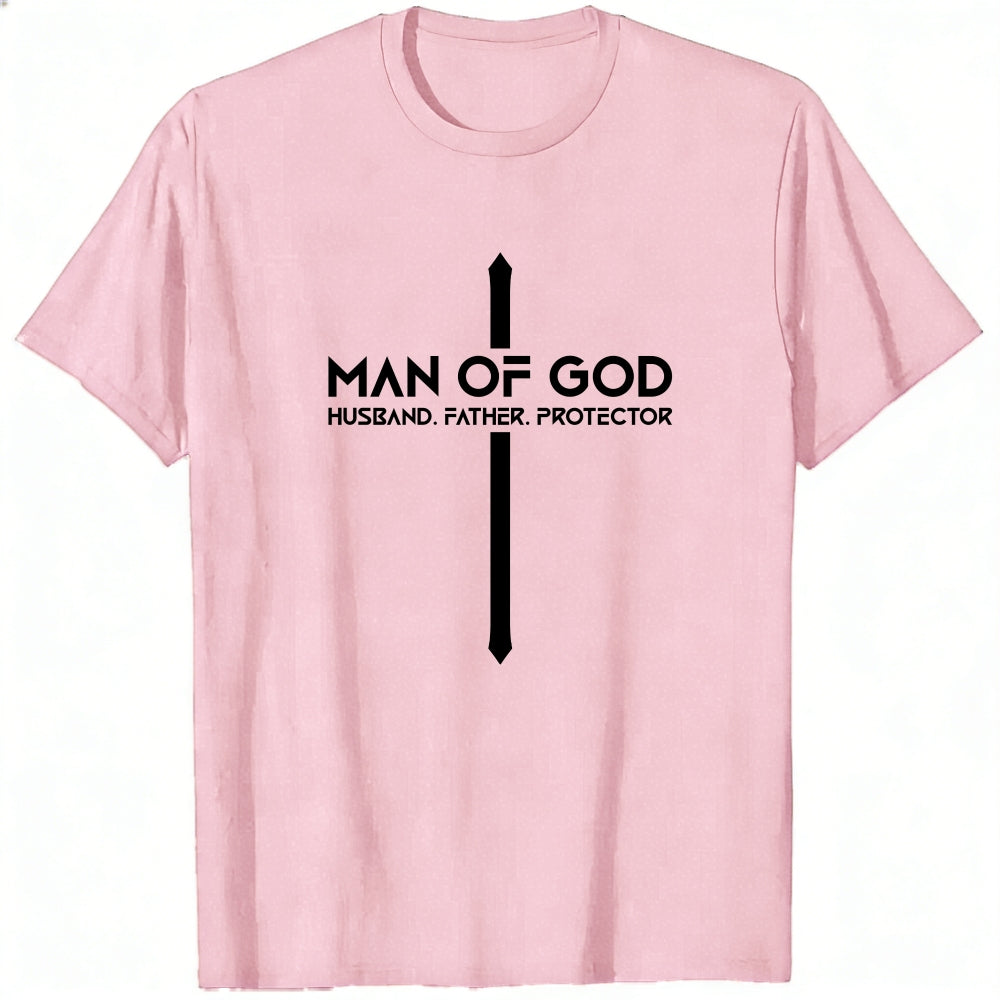 Religious Design Classic T-Shirt Man Of God Husband Father Protector Cross Symbol