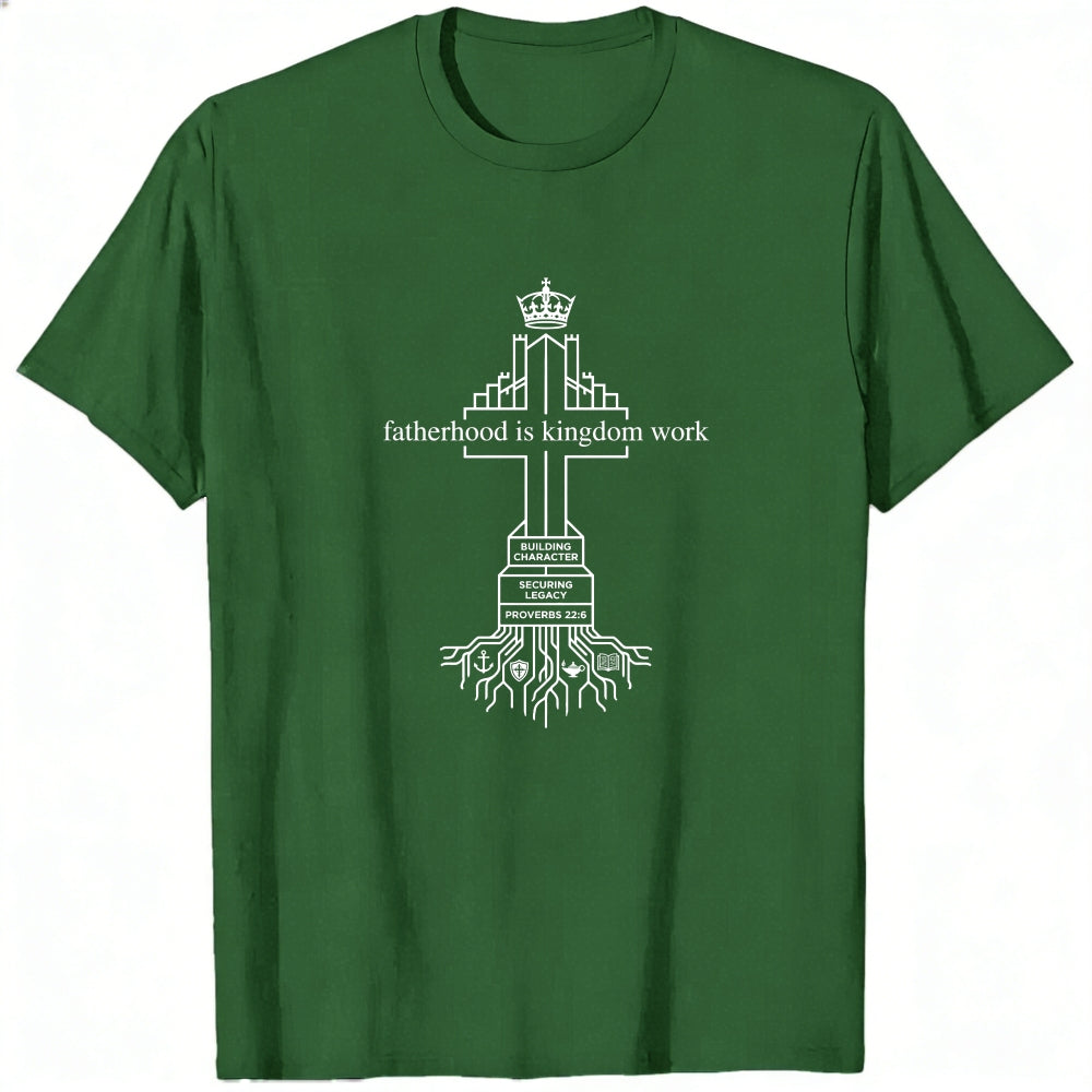 Black Classic T-Shirt Fatherhood Is Kingdom Work Cross With Roots Design