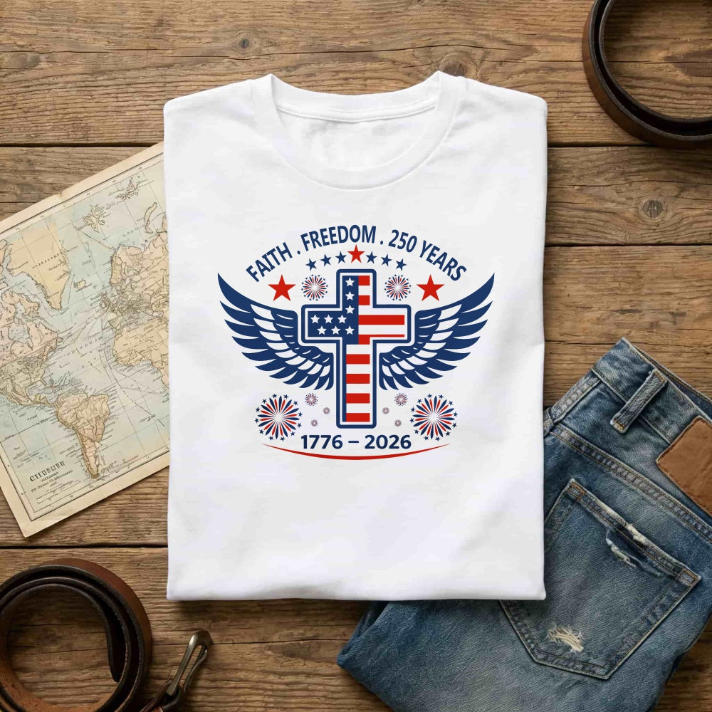 Patriotic Cross Wings Faith Freedom 250 Years Classic T-Shirt