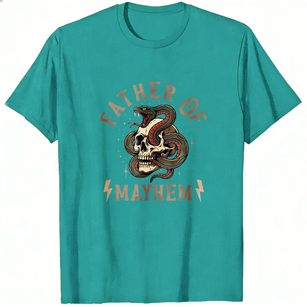 Graphic Design Classic T-Shirt Father Of Mayhem Snake And Skull