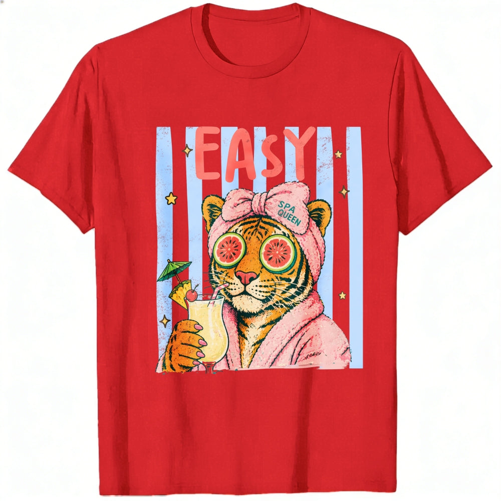 Retro Vintage Style Classic T-Shirt Easy Tiger In Robe With Cocktail And Watermelon Sunglasses