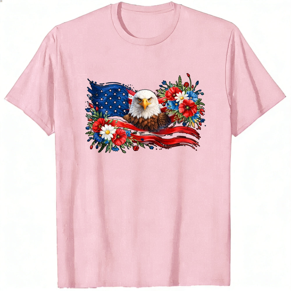 Patriotic Eagle And Flowers Classic T-Shirt
