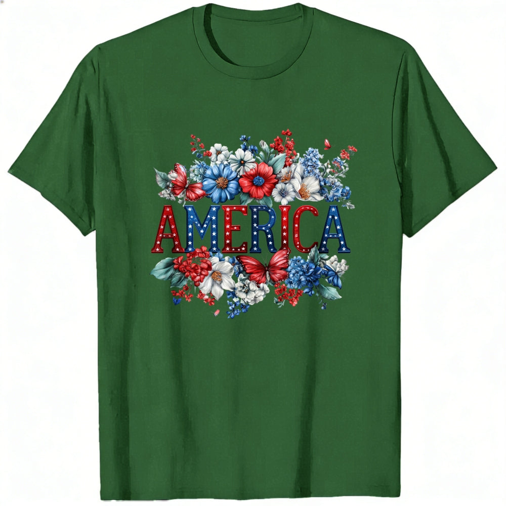 Patriotic Floral Design Classic T-Shirt America