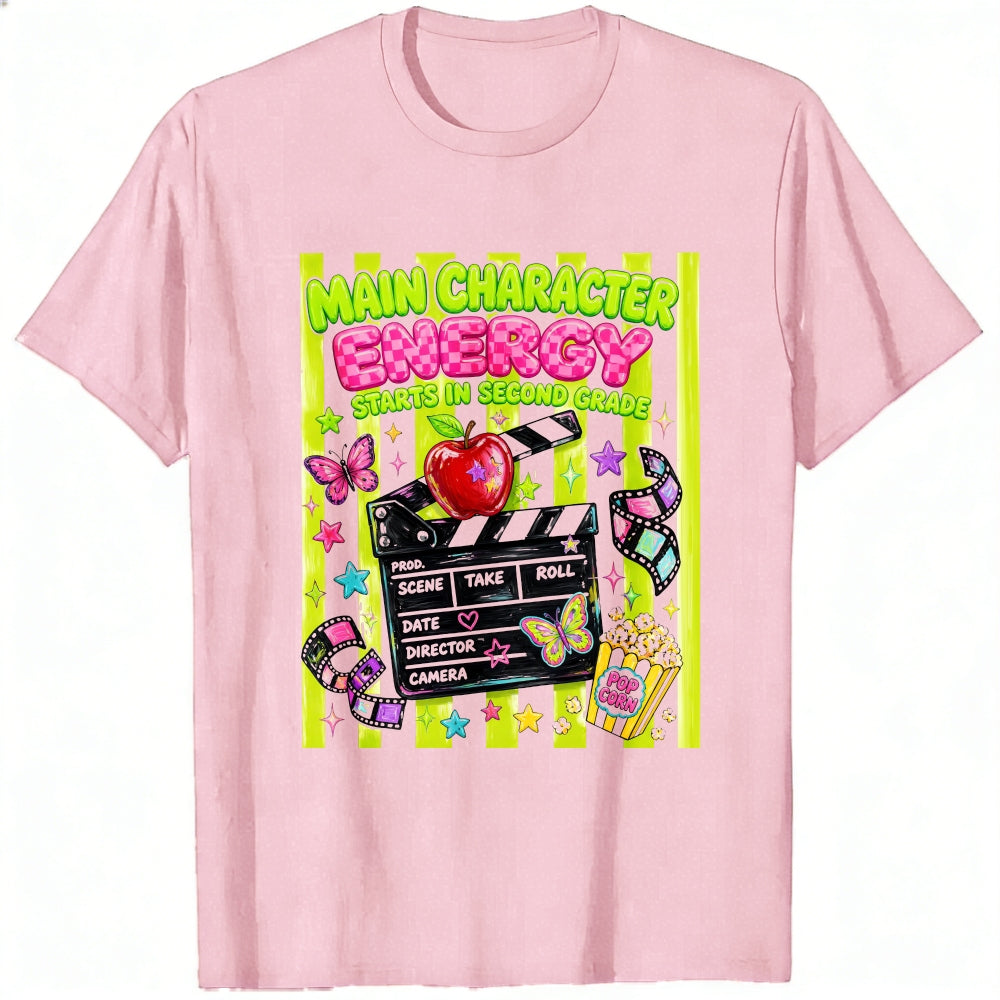 Cute Movie Theme Classic T-Shirt Main Character Energy Starts In Second Grade