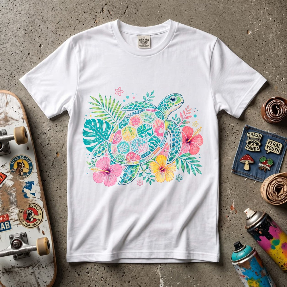 Tropical Floral Sea Turtle Classic T-Shirt