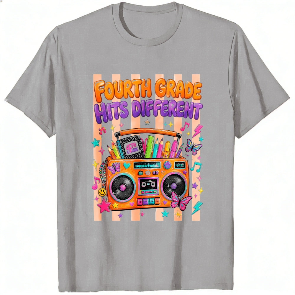 Retro Vintage Style Classic T-Shirt Fourth Grade Hits Different Boombox Design