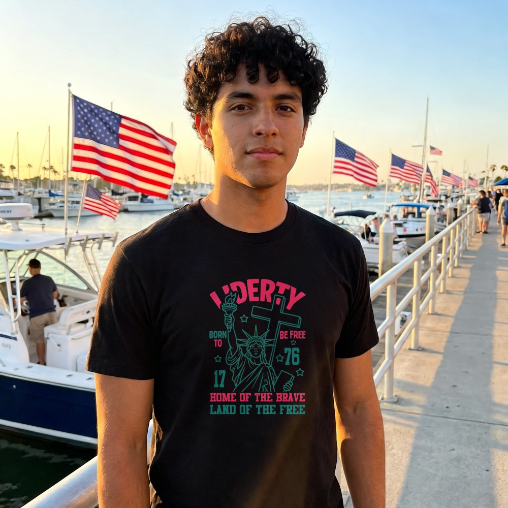American Patriotic Design Classic T-Shirt Liberty Statue And Slogan