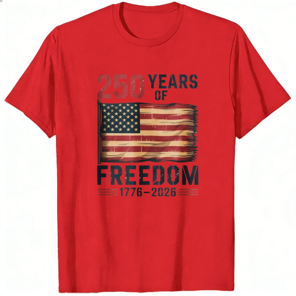 Patriotic American Flag Classic T-Shirt - 250 Years of Freedom 1776-2026