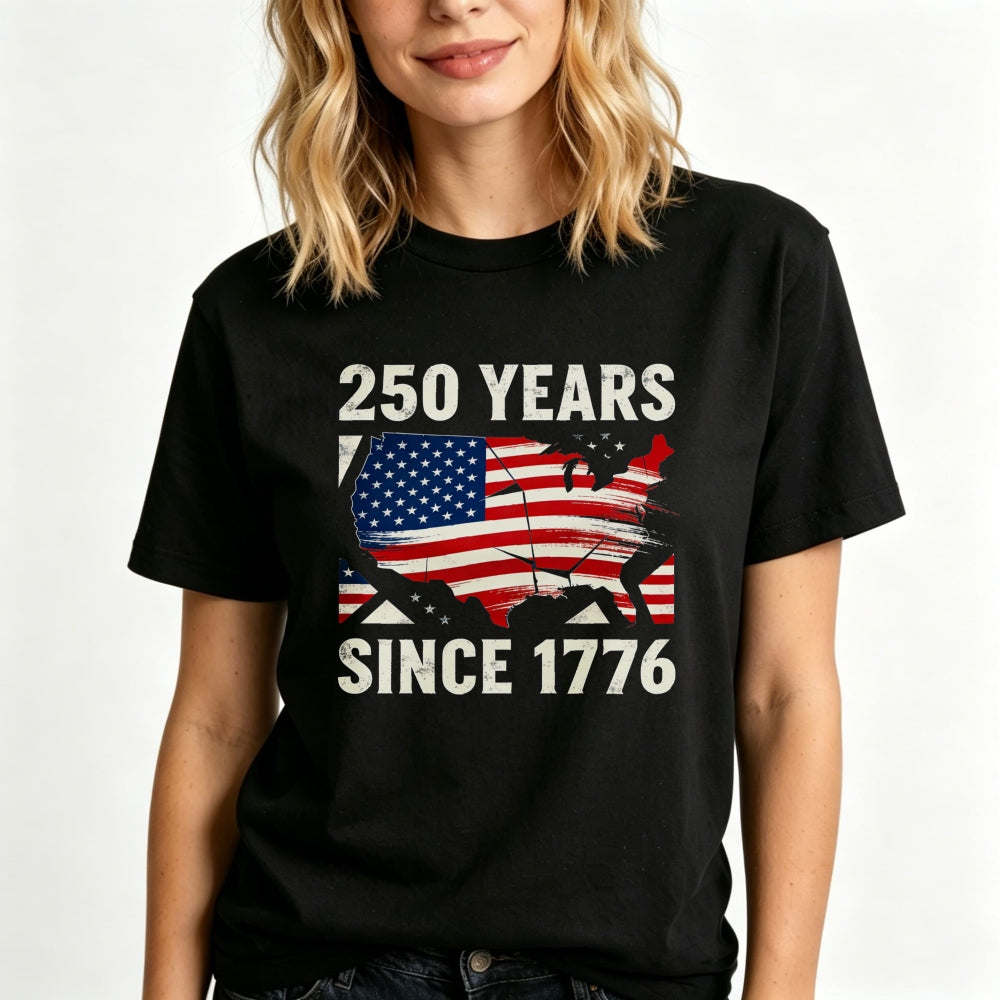 Patriotic American Flag Map Classic T-Shirt 250 Years Since 1776
