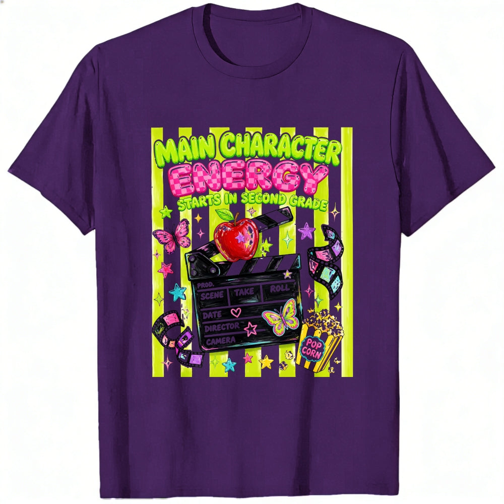 Cute Movie Theme Classic T-Shirt Main Character Energy Starts In Second Grade