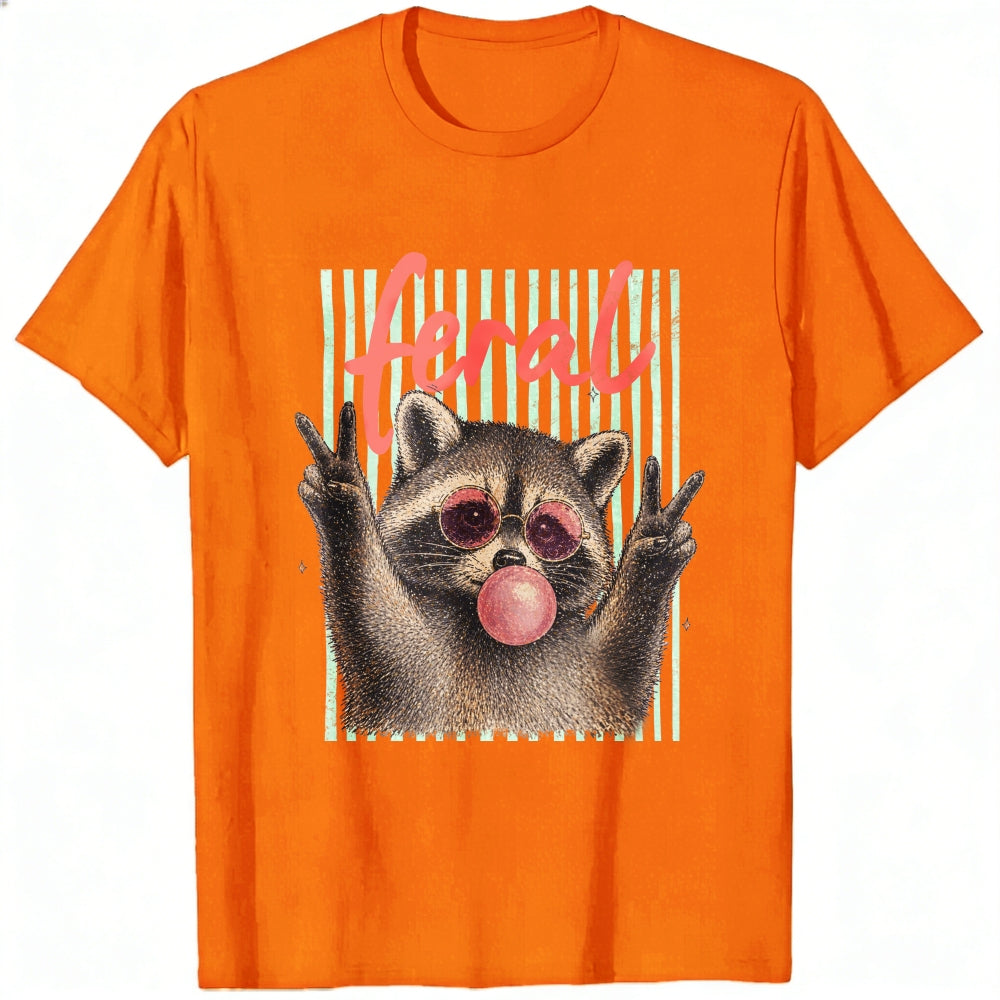 Funny Feral Raccoon Sunglasses Bubble Gum Classic T-Shirt