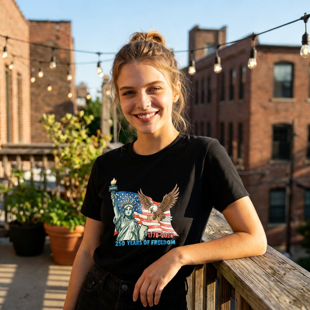 Patriotic American Flag Statue Of Liberty Eagle Classic T-Shirt 250 Years Of Freedom 1776 2026