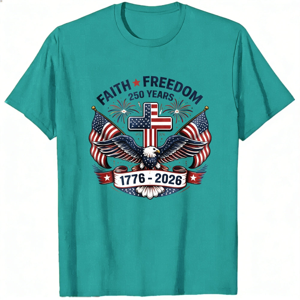Patriotic Eagle And Flag Design Classic T-Shirt Faith Freedom 250 Years 1776 2026