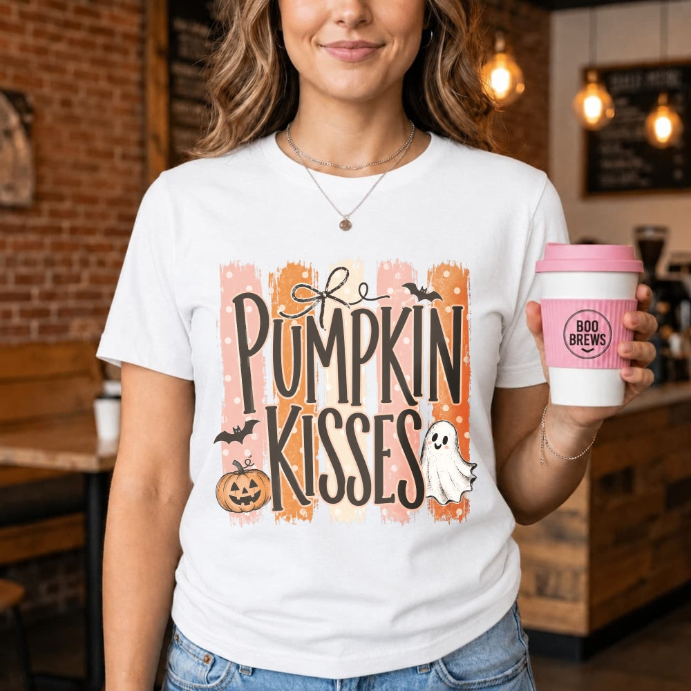 Halloween Pumpkin Kisses Ghost Bat Classic T-Shirt