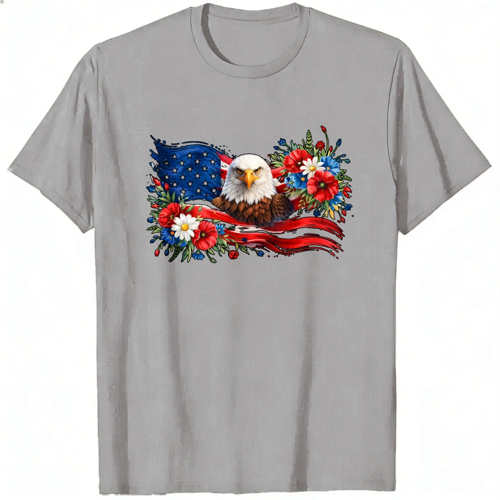 Patriotic Eagle And Flowers Classic T-Shirt
