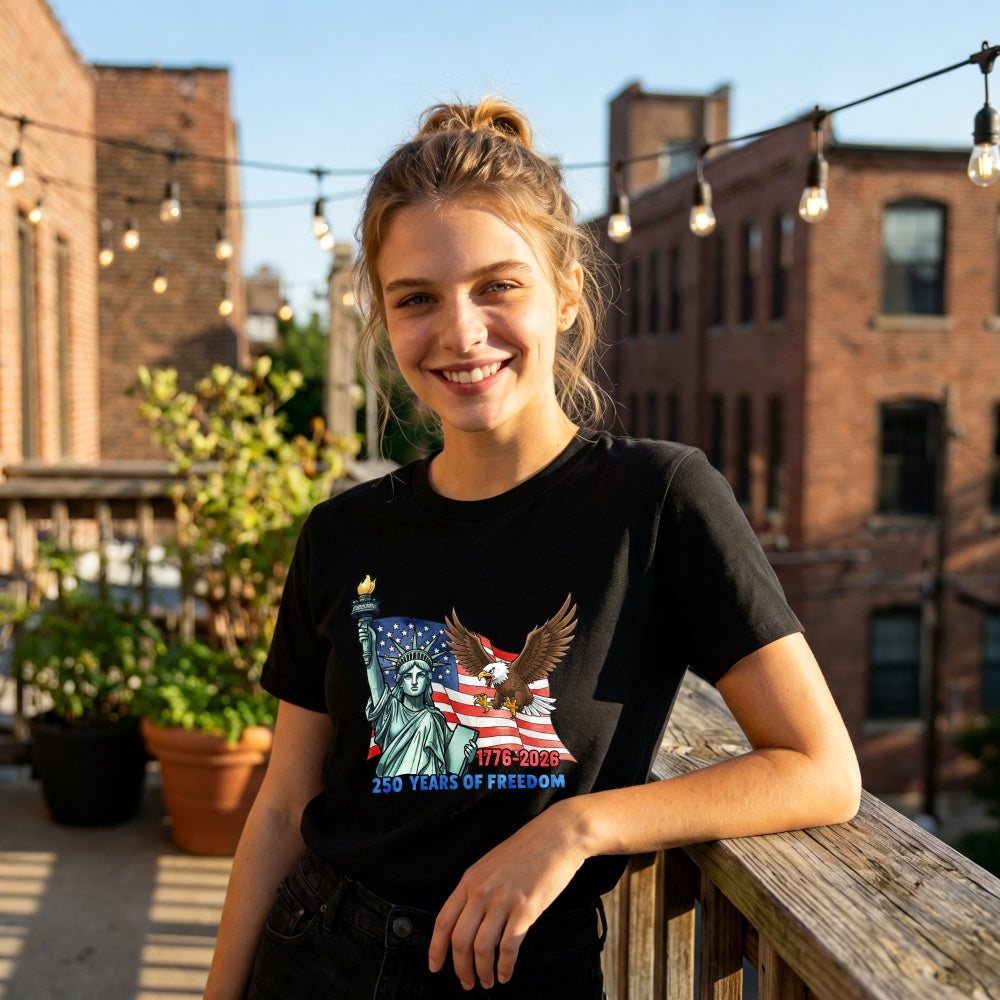 Patriotic American Flag Statue Of Liberty Eagle Classic T-Shirt 250 Years Of Freedom 1776 2026