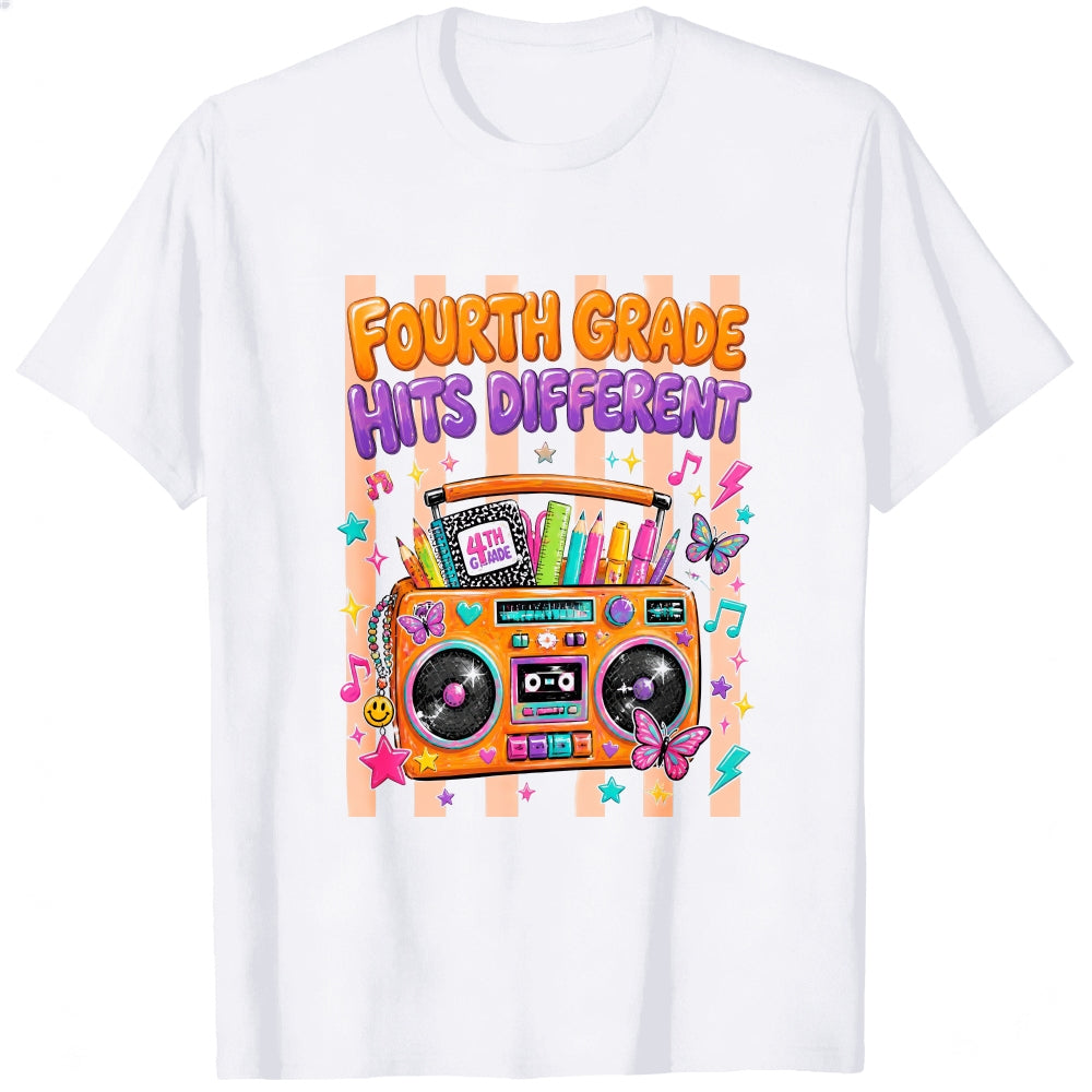 Retro Vintage Style Classic T-Shirt Fourth Grade Hits Different Boombox Design