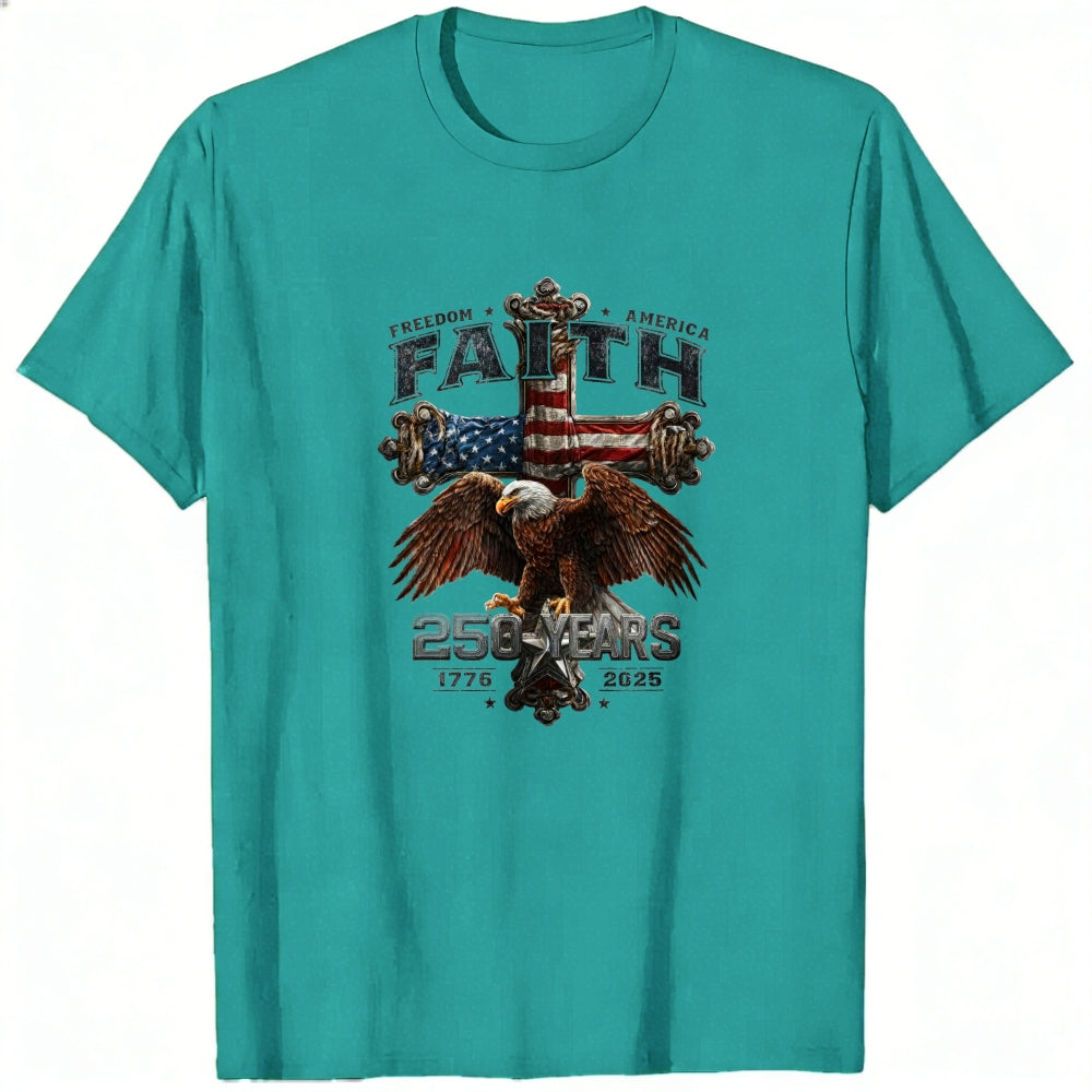 Patriotic Eagle And American Flag Classic T-Shirt Faith Freedom America 250 Years 1776 2025