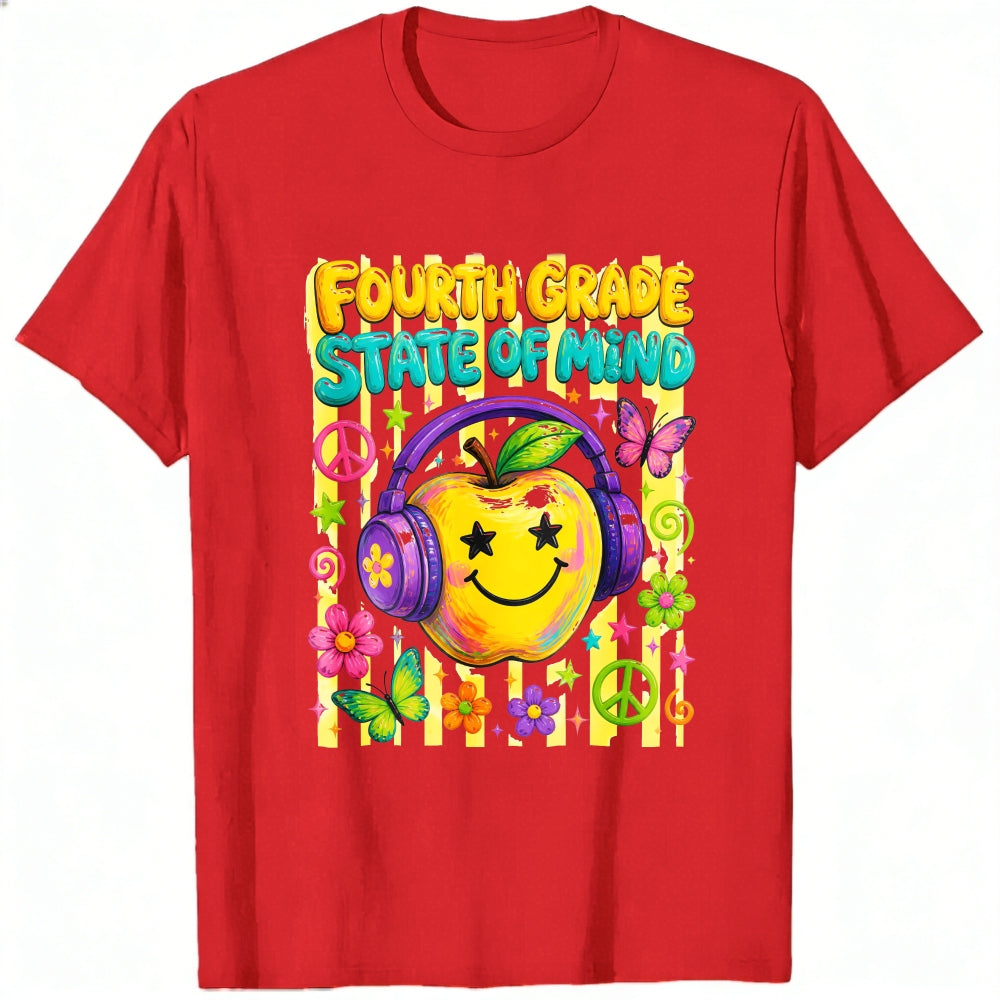 Retro Groovy Fourth Grade State Of Mind Apple Classic T-Shirt