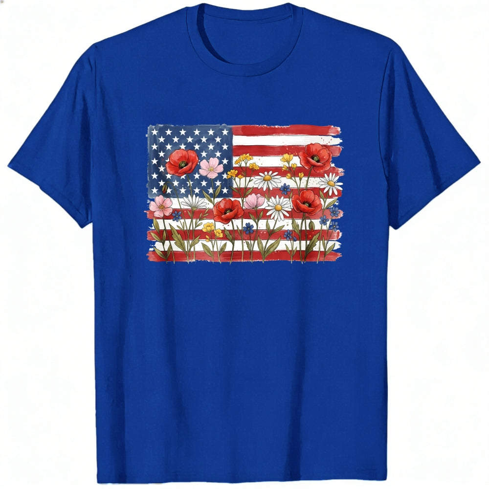 Floral American Flag Classic T-Shirt