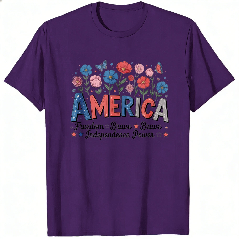 Patriotic Floral America Classic T-Shirt